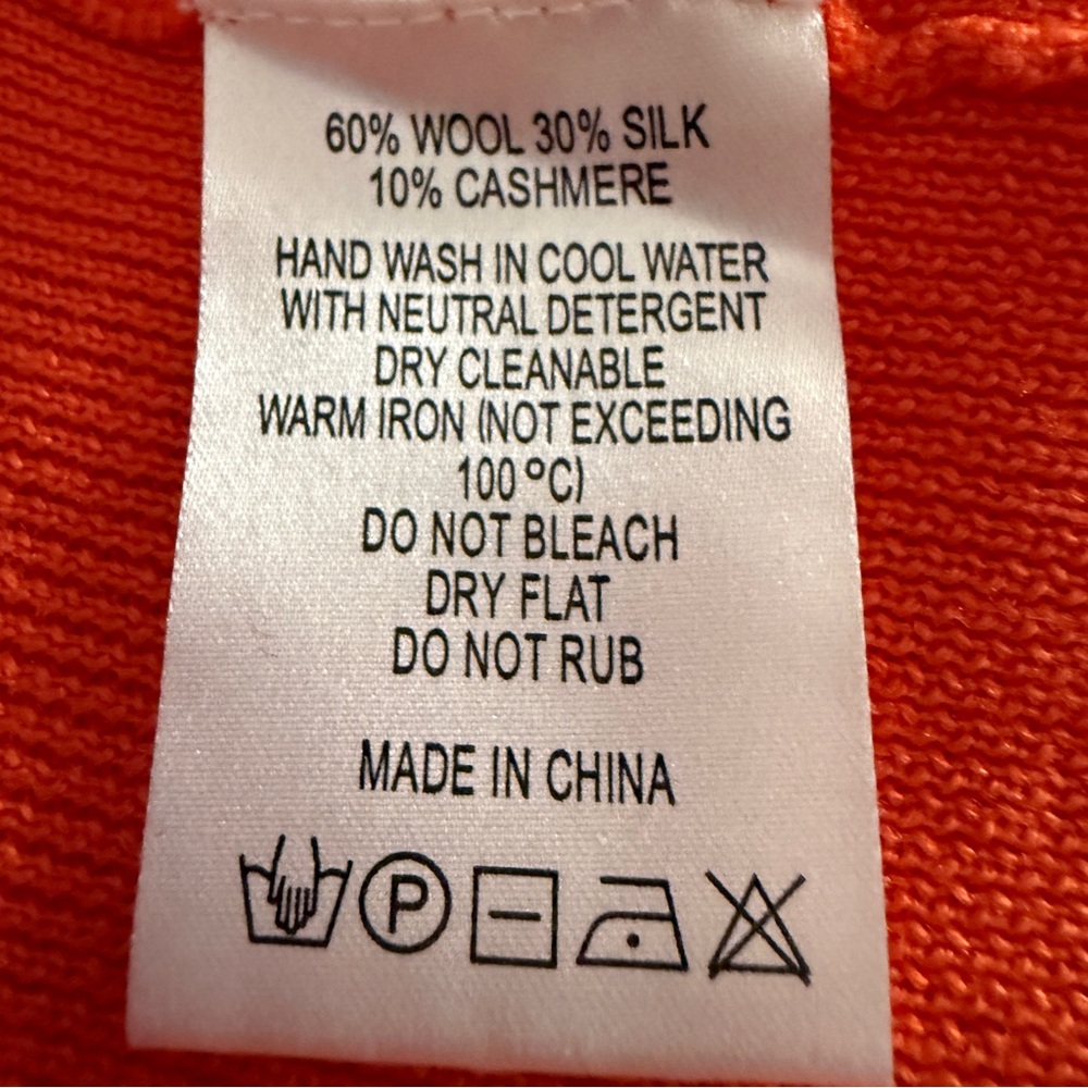 Lela Rose Wool Silk Cashmere Fine Gauge Cardigan L Tangerine Luxury Designer - Picture 6 of 8